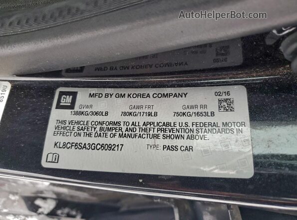 KL8CF6SA3GC609217 2016 CHEVROLET SPARK Black Widok naklejki z numerem VIN