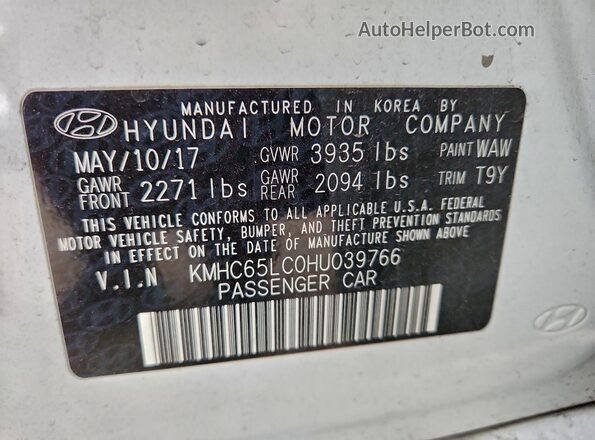 KMHC65LC0HU039766 2017 HYUNDAI IONIQ White Вид підкапотного простору