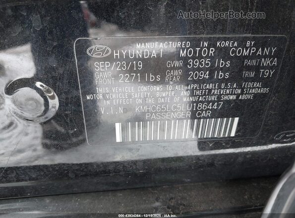 KMHC65LC5LU186447 2020 HYUNDAI IONIQ HYBRID Black Շարժիչի բաժամունքի տեսք