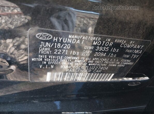 KMHC65LC7LU227404 2020 HYUNDAI IONIQ HYBRID Black Вид підкапотного простору