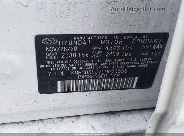KMHC85LJ7LU076556 2020 HYUNDAI IONIQ ELECTRIC Белый Вид подкапотного пространства