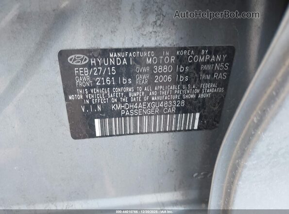 KMHDH4AEXGU483328 2016 HYUNDAI ELANTRA Серебряный Вид подкапотного пространства