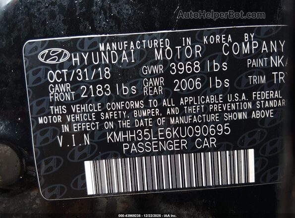 KMHH35LE6KU090695 2019 HYUNDAI ELANTRA GT Black Widok komory silnika
