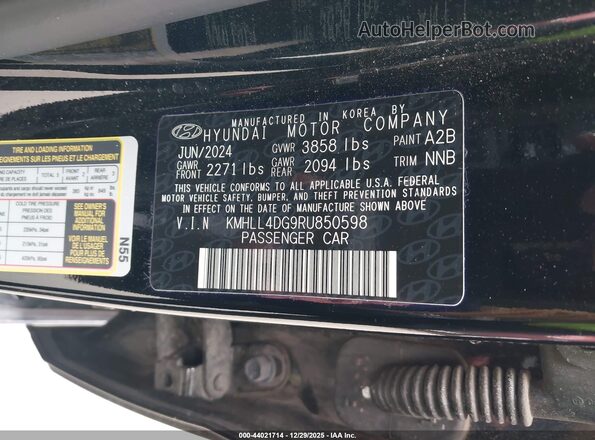 KMHLL4DG9RU850598 2024 HYUNDAI ELANTRA Черный Вид подкапотного пространства