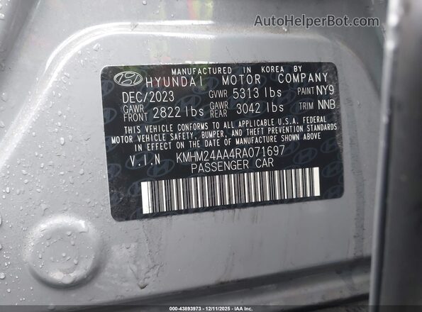 KMHM24AA4RA071697 2024 HYUNDAI IONIQ 6 Gray Vista del compartimento del motor