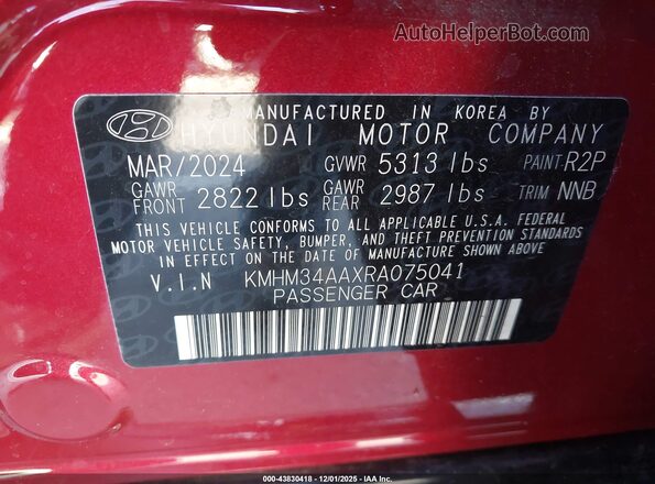 KMHM34AAXRA075041 2024 HYUNDAI IONIQ 6 Красный Вид подкапотного пространства