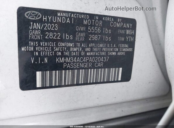 KMHM34AC4PA020437 2023 HYUNDAI IONIQ 6 White ძრავის განყოფილების ხედი