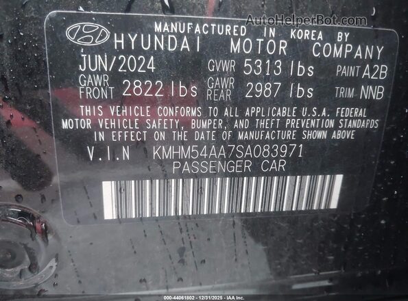 KMHM54AA7SA083971 2025 HYUNDAI IONIQ 6 Black Widok komory silnika