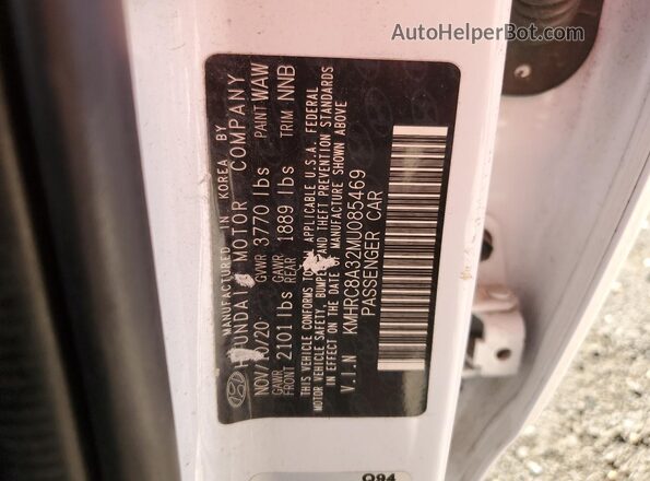 KMHRC8A32MU085469 2021 HYUNDAI VENUE Белый Вид наклейки с VIN-кодом