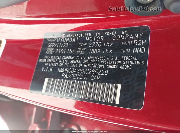KMHRC8A38RU285229 2024 HYUNDAI VENUE Красный Вид подкапотного пространства