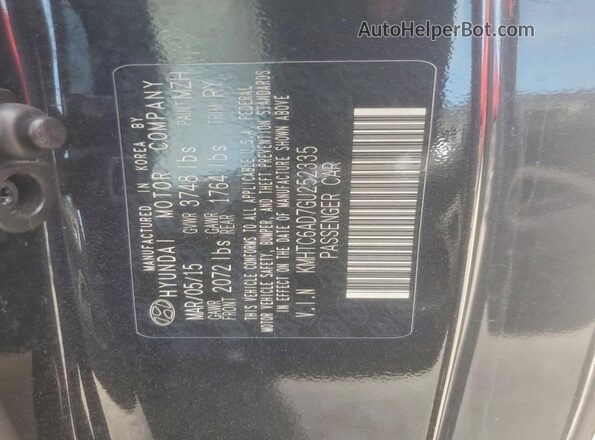 KMHTC6AD7GU252335 2016 HYUNDAI VELOSTER Black Widok naklejki z numerem VIN