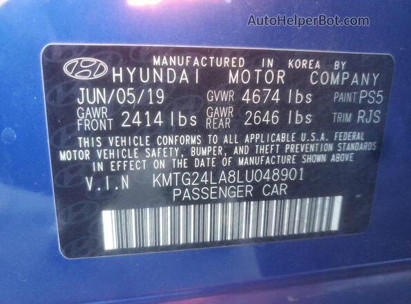 KMTG24LA8LU048901 2020 GENESIS G70 Синий Вид подкапотного пространства