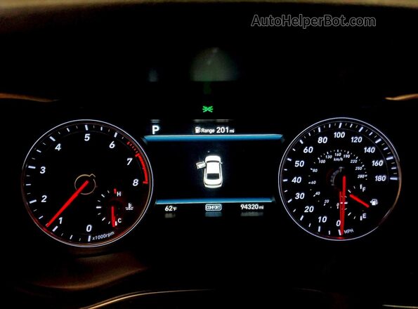 KMTG34LE3LU062057 2020 GENESIS G70 White Вид щитка приладів
