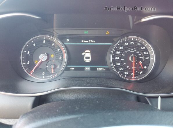 KMTG34LE8LU047148 2020 GENESIS G70 Red Widok zestawu wskaźników