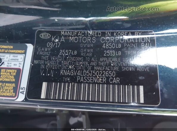 KNAGV4LD5J5022650 2018 KIA OPTIMA PLUG-IN HYBRID Dark Blue Widok komory silnika