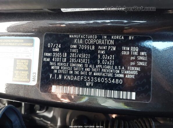 KNDAEFS53S6055480 2025 KIA EV9 Gray Vista del compartimento del motor