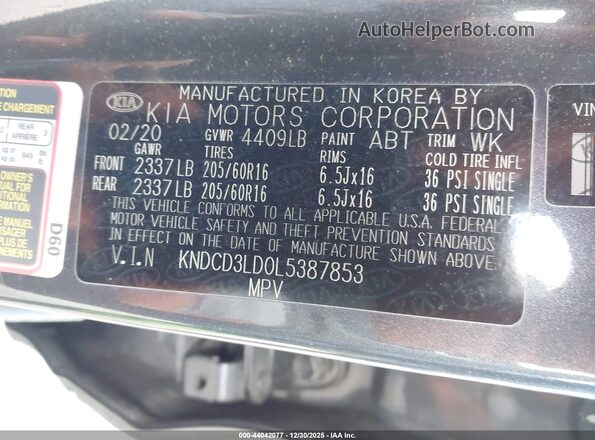 KNDCD3LD0L5387853 2020 KIA NIRO PLUG-IN HYBRID Gray Engine compartment view