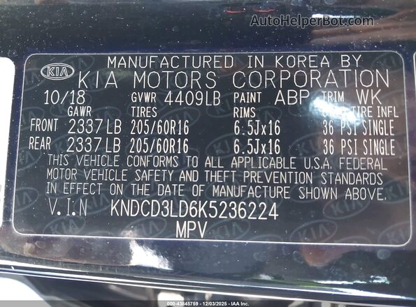 KNDCD3LD6K5236224 2019 KIA NIRO PLUG-IN HYBRID Black Widok komory silnika