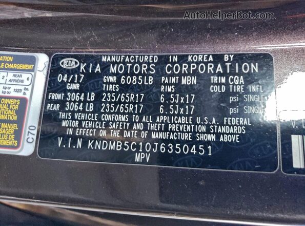 KNDMB5C10J6350451 2018 KIA SEDONA Green Vista interior de 360 grados