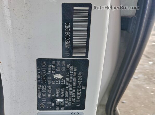 KNDMB5C15G6199129 2016 KIA SEDONA Белый Вид наклейки с VIN-кодом