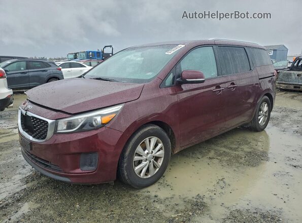 KNDMB5C18G6102604 2016 KIA SEDONA Burgundy წინა მარცხენა ხედი სამი მეოთხედიდან