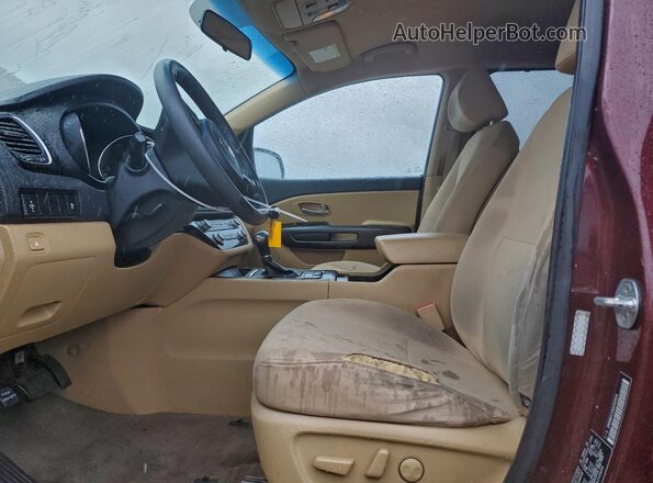 KNDMB5C18G6102604 2016 KIA SEDONA Burgundy წინა სალონის ხედი