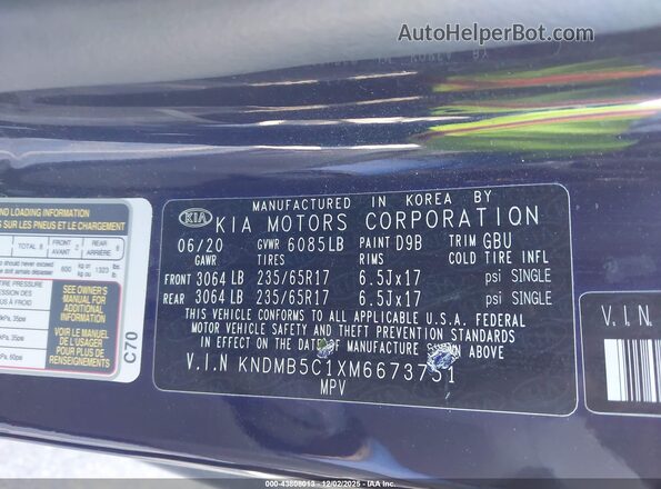 KNDMB5C1XM6673751 2021 KIA SEDONA Purple Vista del compartimento del motor