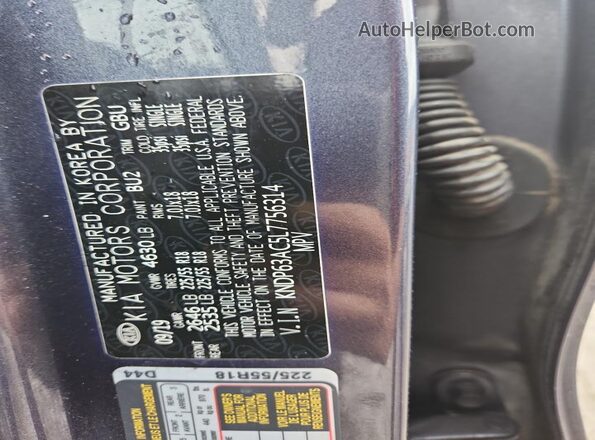 KNDP63AC5L7756314 2020 KIA SPORTAGE Синий Вид наклейки с VIN-кодом