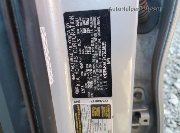 KNDPM3AC7K7616639 2019 KIA SPORTAGE Silver VIN sticker view