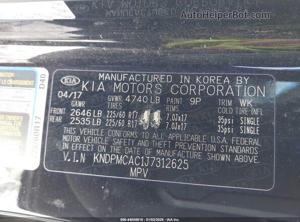 KNDPMCAC1J7312625 2018 KIA SPORTAGE Черный Вид подкапотного пространства
