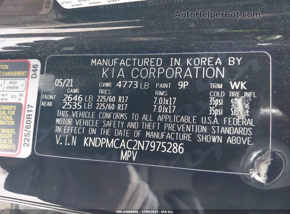 KNDPMCAC2N7975286 2022 KIA SPORTAGE Black Вид підкапотного простору