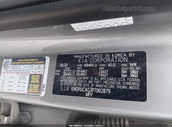 KNDPUCAG3P7062879 2023 KIA SPORTAGE HYBRID Серый Вид подкапотного пространства