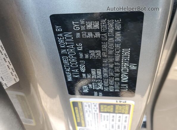 KNDPVCDF6R7311601 2024 KIA SPORTAGE Серебряный Вид наклейки с VIN-кодом