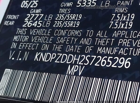 KNDPZDDH2S7265296 2025 KIA SPORTAGE PLUG-IN HYBRID Black Widok komory silnika