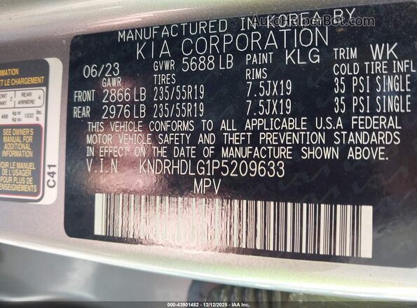 KNDRHDLG1P5209633 2023 KIA SORENTO HYBRID Gray Вид підкапотного простору