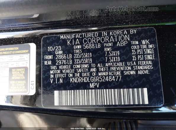 KNDRHDLG6R5248477 2024 KIA SORENTO HYBRID Черный Вид подкапотного пространства
