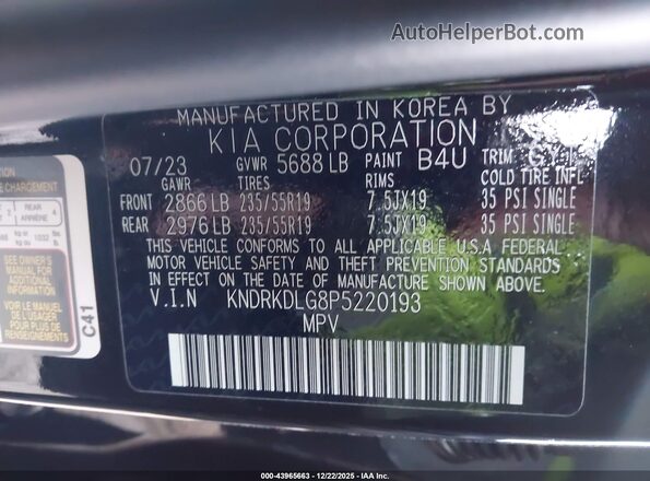 KNDRKDLG8P5220193 2023 KIA SORENTO HYBRID Черный Вид подкапотного пространства
