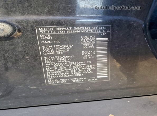 KNMAT2MV6JP528227 2018 NISSAN ROGUE Black VIN կոդի պիտակի տեսք