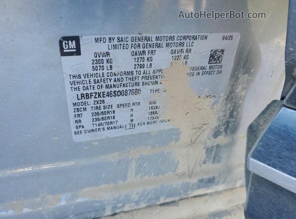 LRBFZKE46SD087680 2025 BUICK ENVISION Gray Вид наклейки з VIN-кодом
