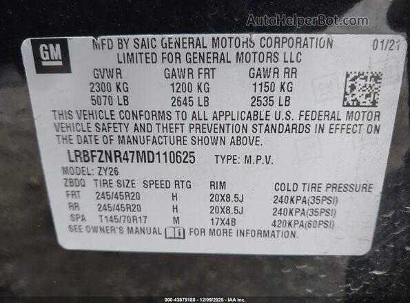 LRBFZNR47MD110625 2021 BUICK ENVISION Black ძრავის განყოფილების ხედი