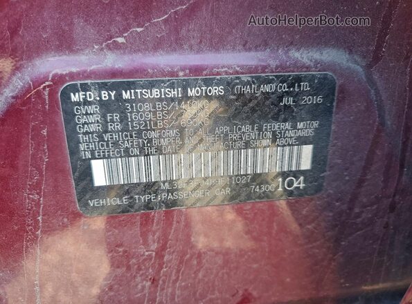 ML32F3FJ4HHF11027 2017 MITSUBISHI MIRAGE Burgundy Engine compartment view