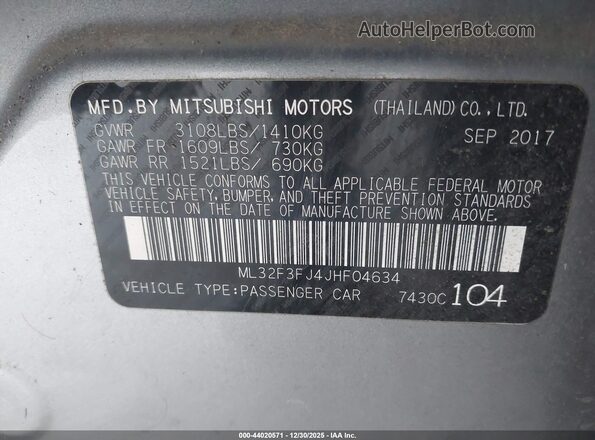 ML32F3FJ4JHF04634 2018 MITSUBISHI MIRAGE G4 Серый Вид подкапотного пространства