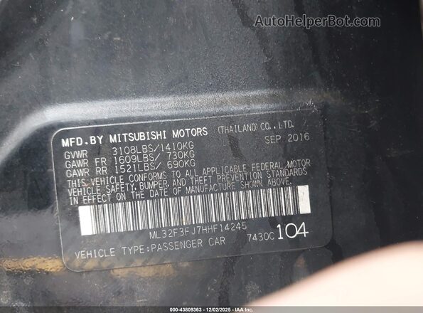 ML32F3FJ7HHF14245 2017 MITSUBISHI MIRAGE G4 Black Widok komory silnika