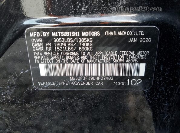 ML32F3FJ9LHF07483 2020 MITSUBISHI MIRAGE Black Vista del compartimento del motor