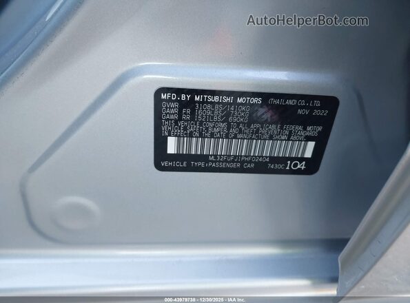 ML32FUFJ1PHF02404 2023 MITSUBISHI MIRAGE G4 Silver Vista del compartimento del motor