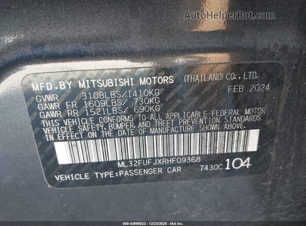 ML32FUFJXRHF09368 2024 MITSUBISHI MIRAGE G4 Gray Engine compartment view