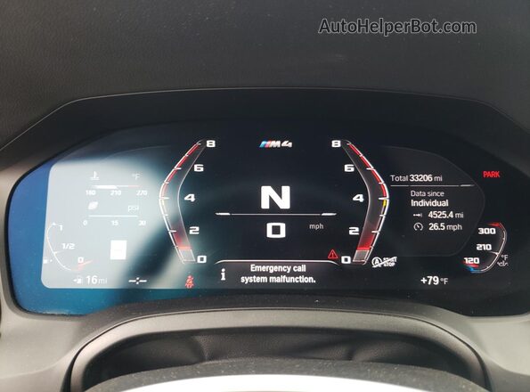 NJ1584E 2021 BMW M4 Blue Instrument cluster view