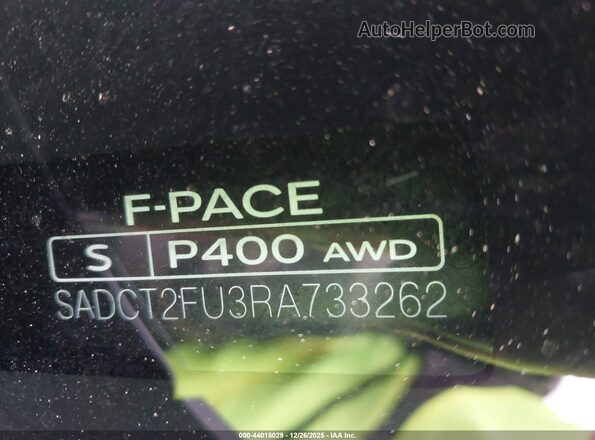 SADCT2FU3RA733262 2024 JAGUAR F-PACE Black Вид підкапотного простору
