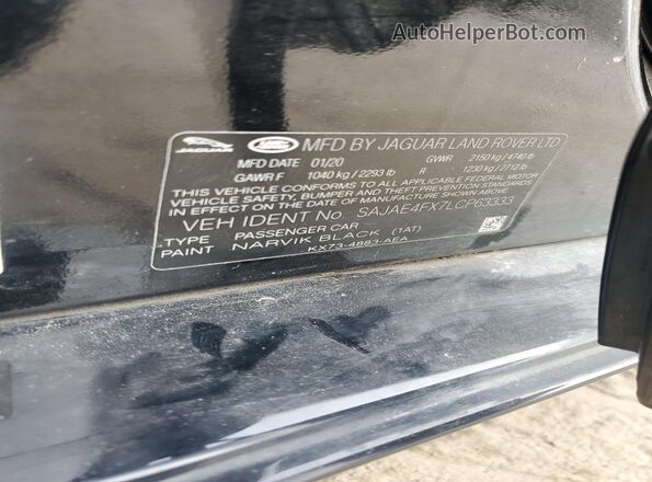 SAJAE4FX7LCP63333 2020 JAGUAR XF Black Widok komory silnika