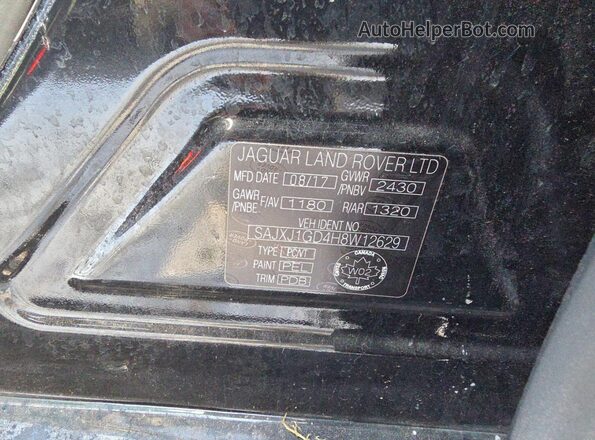 SAJXJ1GD4H8W12629 2017 JAGUAR XJ Black Widok wnętrza z tyłu